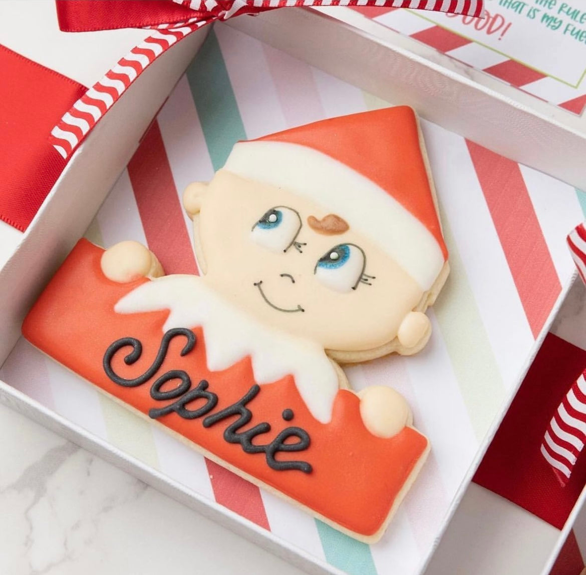 Elf Arrival Personalized Cookie